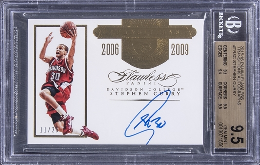 2015-16 Panini Flawless Transitions Auto #TR-SC1 Stephen Curry Signed Card (#11/25) - BGS GEM MINT 9.5/ BGS 8 Auto